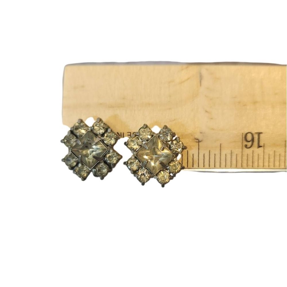 Vintage Elegant Silver Crystal Screw Back Earrings